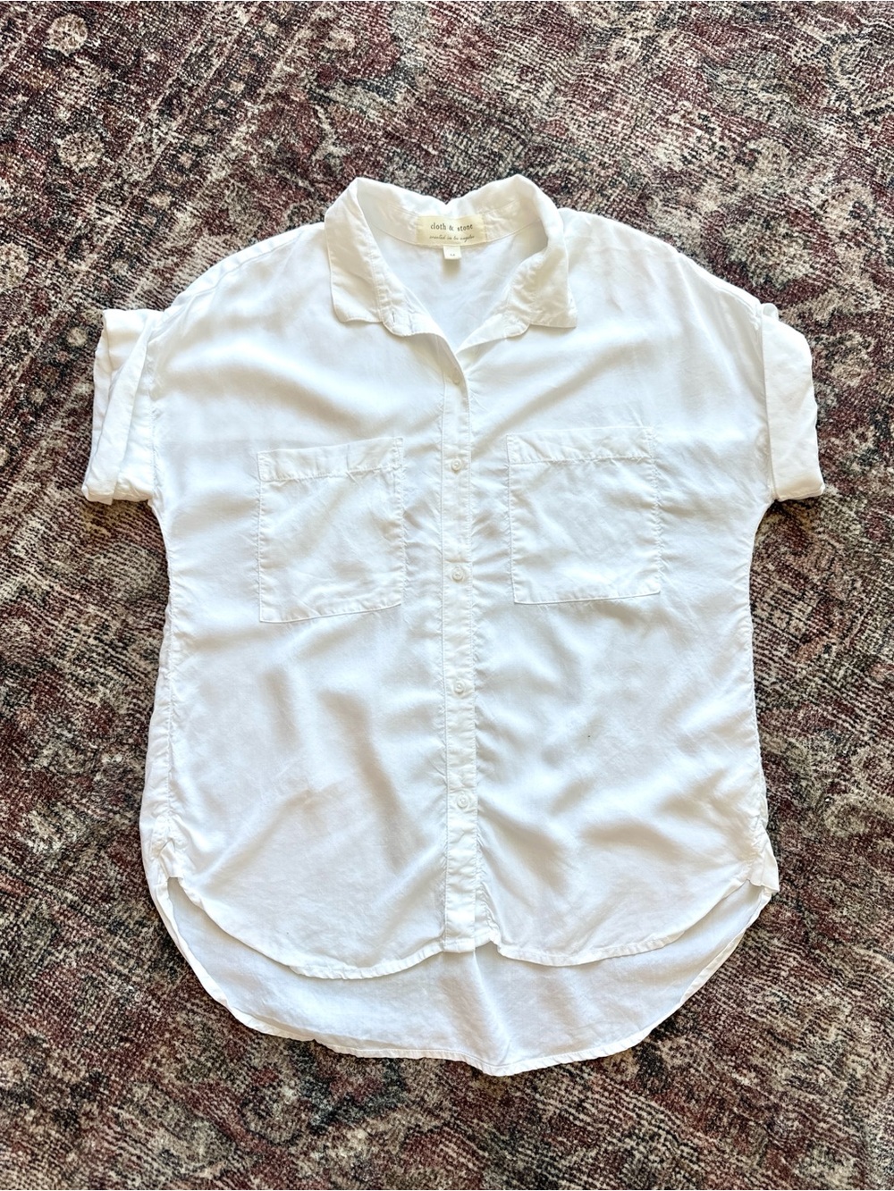 NWOT Cloth & Stone White Button Down Blouse Size Medium Casual Beach Office